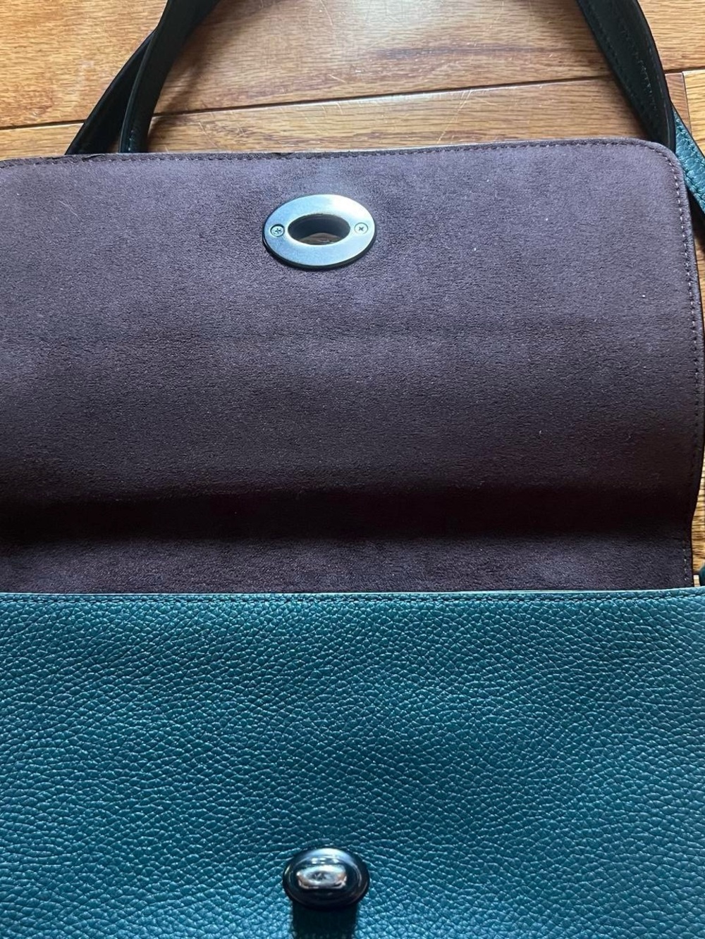Coach Crosstown Leather Crossbody Bag in Teal with Chain Strap - Picture 3 of 8